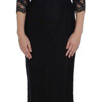 Black Floral Lace Long Ball Maxi Dress