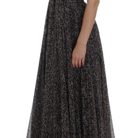 Dark Silk Shift Gown Full Length Dress