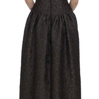 Gray Brocade Sheath Full Length Gown Dress