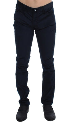 Blue Corduroy Slim Fit Pants Jeans