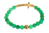 Jade Stone Gold CZ Cross 925 Silver Bracelet