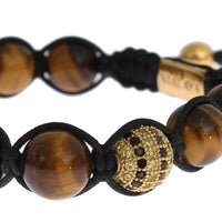 CZ Brown Tigers Eye 925 Silver Bracelet