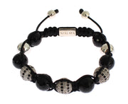 Clear CZ Black Agate 925 Silver Bracelet