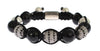 Clear CZ Black Agate 925 Silver Bracelet