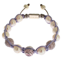 Purple CZ Pearl 925 Silver Bracelet