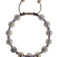 Purple CZ Howlite 925 Silver Bracelet