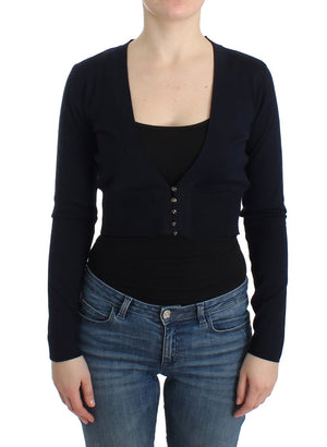 Black cropped wool cardigan