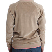 Beige velvet zipup sweater