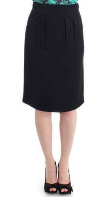 Black wool pencil skirt