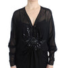 Black long sleeve silk dress