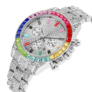 Bling Crystals Men's Quartz Watch - Silver