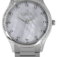 Westar Zing Crystal Accents Stainless Steel White Mother Of Pearl Dial Quartz 00127stn111 Women's Watch