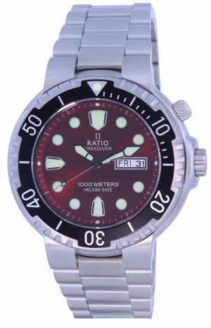 Ratio Freediver Red Dial Stainless Steel Quartz 1050ha93-02v-red 1000m Men's Watch