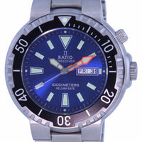 Ratio Freediver Blue Dial Stainless Steel Quartz 1050ha93-12v-blu 1000m Men's Watch