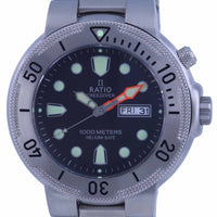 Ratio Freediver Black Dial Stainless Steel Quartz 1050md93-02v-blk 1000m Men's Watch