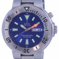 Ratio Freediver Blue Dial Stainless Steel Quartz 1050md93-12v-blu 1000m Men's Watch