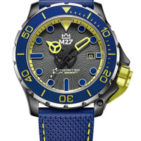 M2z Diver 200 Sapphire Glass Blue Strap Grey Dial Automatic Diver's 200-006b 200m Men's Watch