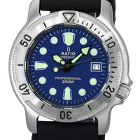 Ratio Freediver Professional Sapphire Blue Dial Quartz 22ad202-blu 200m Men's Watch