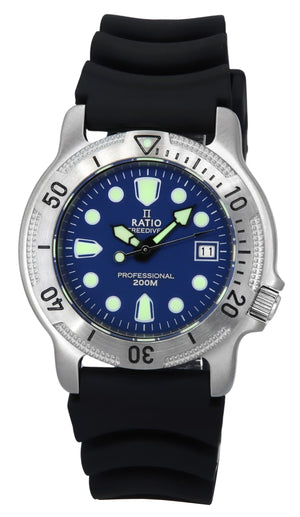 Ratio Freediver Professional Sapphire Blue Dial Quartz 22ad202-blu 200m Men's Watch