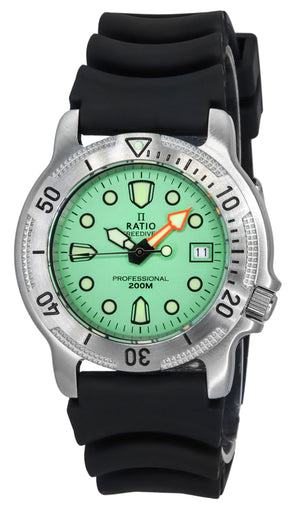 Ratio Freediver Professional Sapphire Mint Green Dial Quartz 22ad202-mgrn 200m Men's Watch