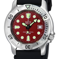 Ratio Freediver Professional Sapphire Red Dial Quartz 22ad202-red 200m Men's Watch