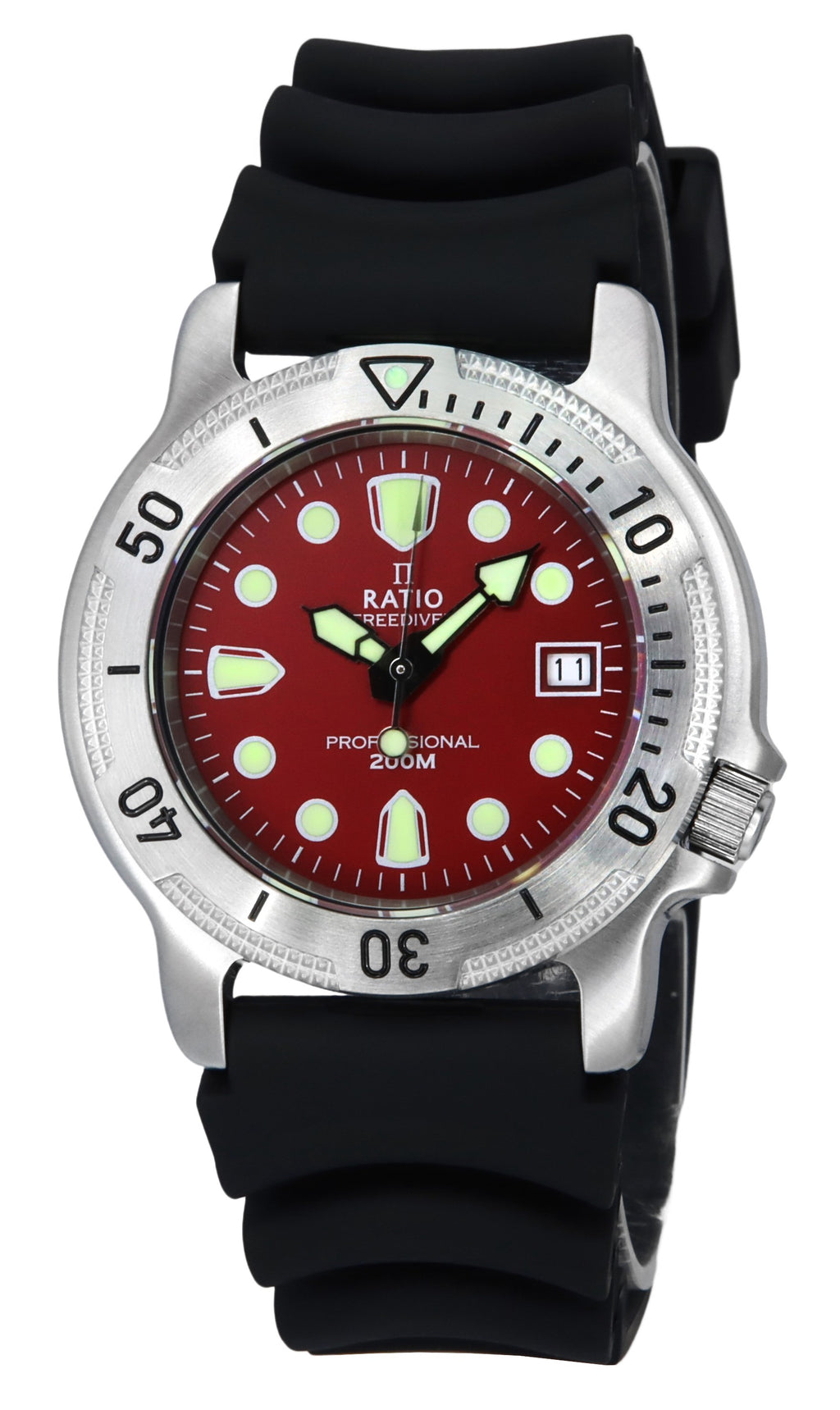 Ratio Freediver Professional Sapphire Red Dial Quartz 22ad202-red 200m Men's Watch