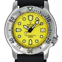 Ratio Freediver Professional Sapphire Yellow Dial Quartz 22ad202-ylw 200m Men's Watch