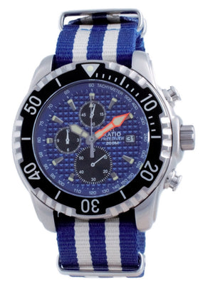 Ratio Free Diver Chronograph Nylon Quartz Diver's 48ha90-17-chr-blu-var-nato2 200m Men's Watch