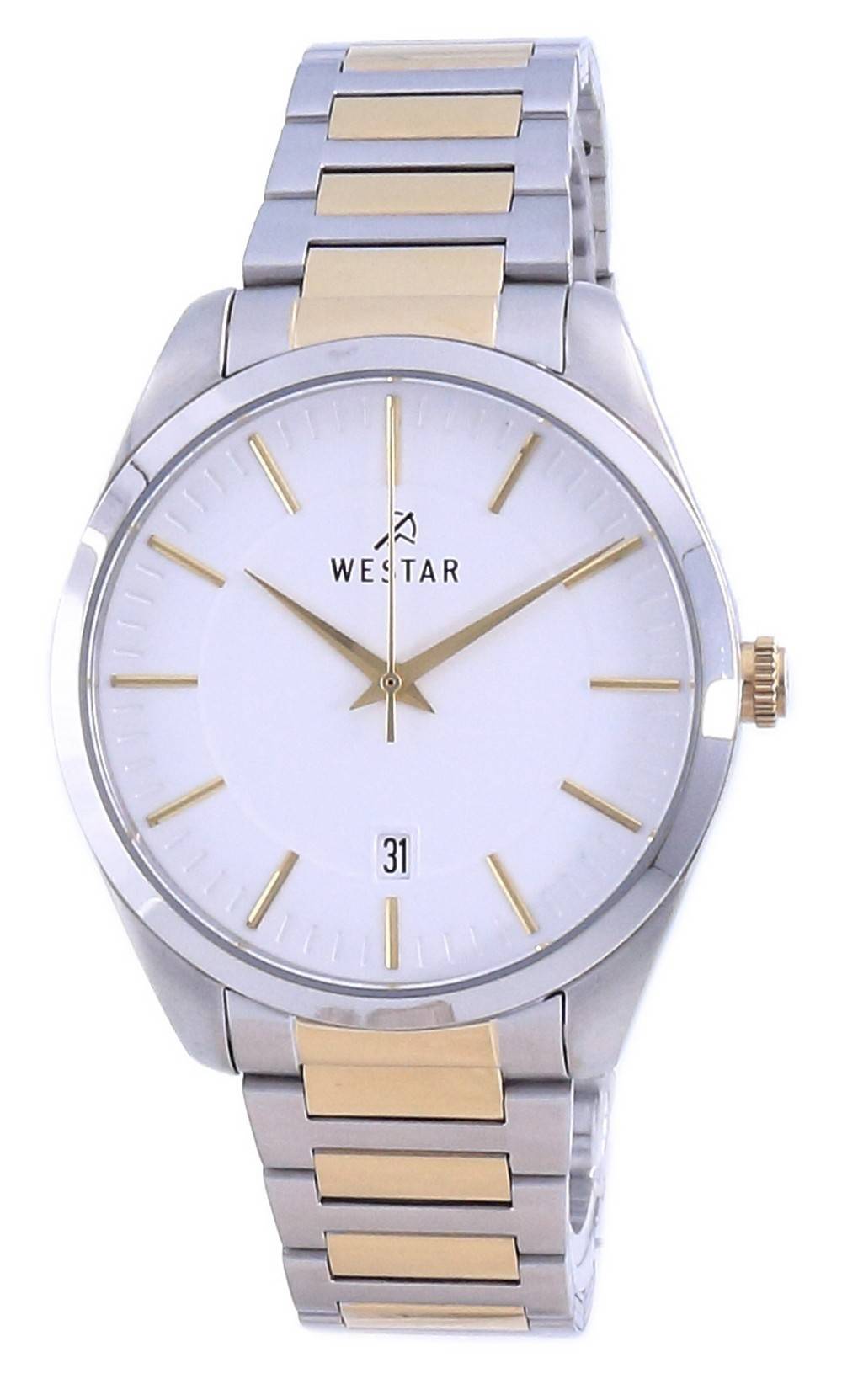 Westar White Dial Two Tone Stainless Steel Quartz 50213 Cbn 101 Men's Watch