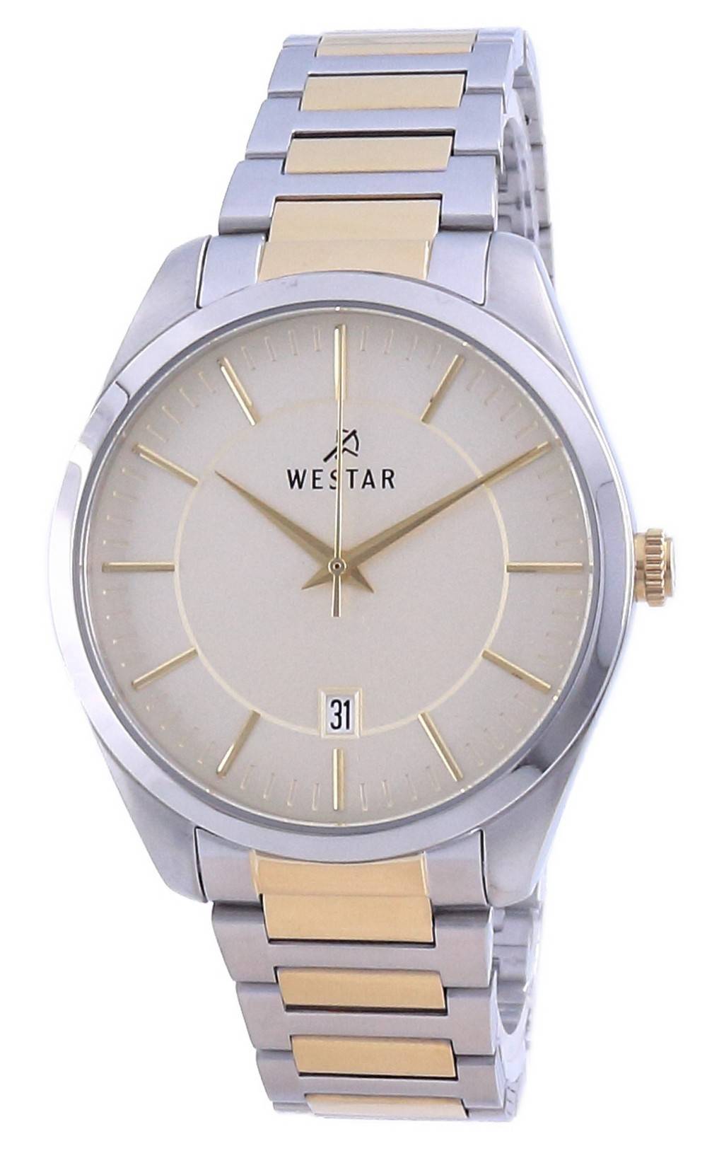 Westar Champagne Dial Two Tone Stainless Steel Quartz 50213 Cbn 102 Men's Watch