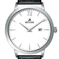 Westar Profile Leather Strap White Dial Quartz 50214stn101 Men's Watch