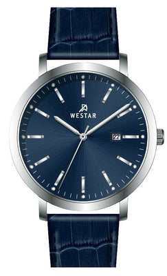 Westar Profile Leather Strap Blue Dial Quartz 50216stn144 Men's Watch