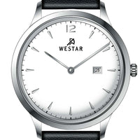 Westar Profile Leather Strap White Dial Quartz 50217stn101 Men's Watch