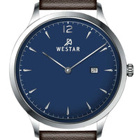 Westar Profile Leather Strap Blue Dial Quartz 50217stn124 Men's Watch