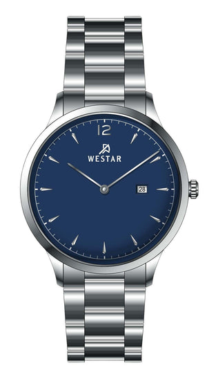 Westar Profile Stainless Steel Blue Dial Quartz 50218stn104 Men's Watch