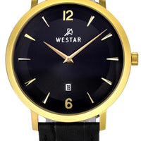 Westar Profile Leather Strap Black Dial Quartz 50219gpn103 Men's Watch