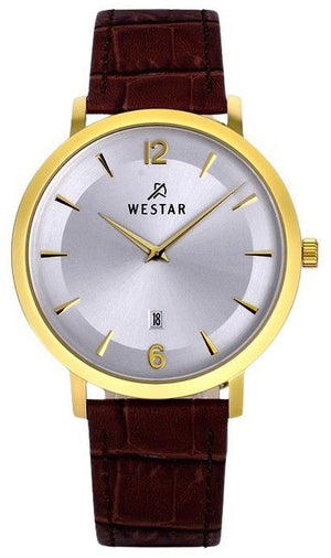 Westar Profile Leather Strap Silver Dial Quartz 50219gpn127 Men's Watch