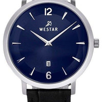 Westar Profile Leather Strap Blue Dial Quartz 50219stn104 Men's Watch