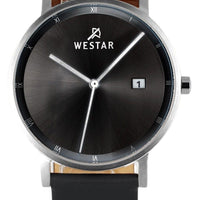 Westar Profile Leather Strap Black Dial Quartz 50221stn103 Men's Watch