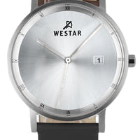 Westar Profile Leather Strap Silver Dial Quartz 50221stn107 Men's Watch