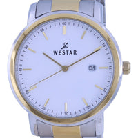 Westar White Dial Two Tone Stainless Steel Quartz 50243 Cbn 101 Men's Watch
