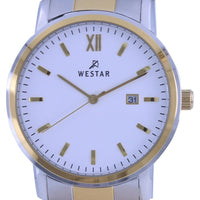 Westar White Dial Two Tone Stainless Steel Quartz 50245 Cbn 101 Men's Watch