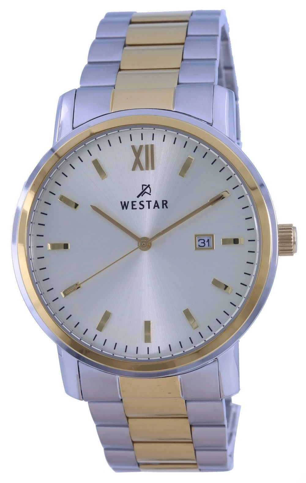 Westar Silver Dial Two Tone Stainless Steel Quartz 50245 Cbn 102 Men's Watch