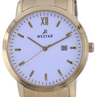 Westar White Dial Gold Tone Stainless Steel Quartz 50245 Gpn 101 Men's Watch