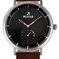 Westar Profile Leather Strap Black Dial Quartz 50246stn623 Men's Watch