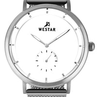 Westar Profile Stainless Steel Mesh White Dial Quartz 50247stn101 Men's Watch