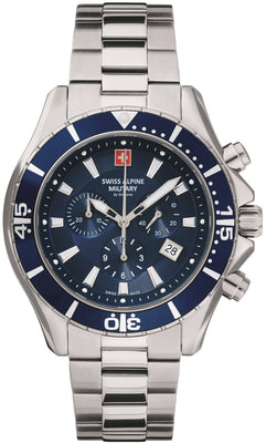 Swiss Alpine Military By Grovana Nautilus Chrono Blue Dial Quartz 7040.9135 100m Men's Watch