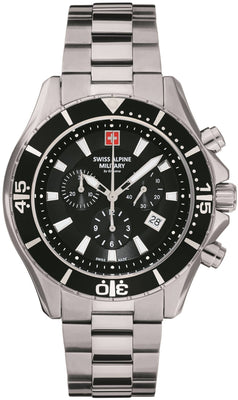 Swiss Alpine Military By Grovana Nautilus Chronograph Black Dial Quartz 7040.9137 100m Men's Watch