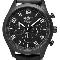 Westar Activ Chronograph Leather Strap Black Dial Quartz 90261ggn103 100m Men's Watch