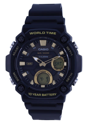 Casio Youth Analog Digital Resin Black Dial Quartz Aeq-120w-9av Aeq120w-9 100m Men's Watch